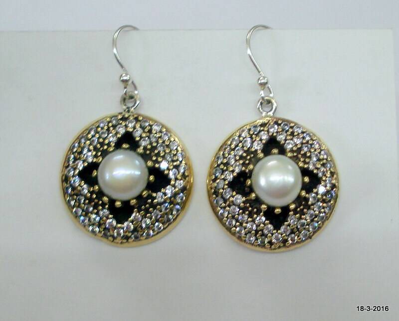 sterling Silber Ohrringe Kristall Edelstein Zwei Ton Handgefertigt von tribalsilver99