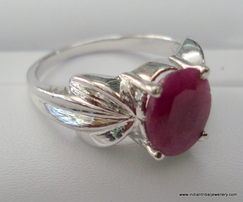 sterling Silber Ring Rubin Edelstein Handgefertigter Schmuck Aus Rajasthan von tribalsilver99