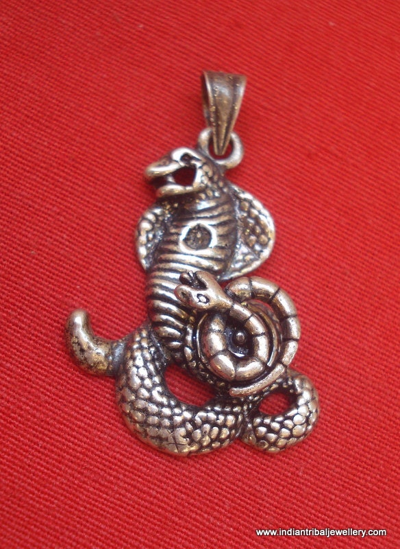 sterling Silber Schlange Amulett Anhänger Halskette Rajasthan Indien von tribalsilver99