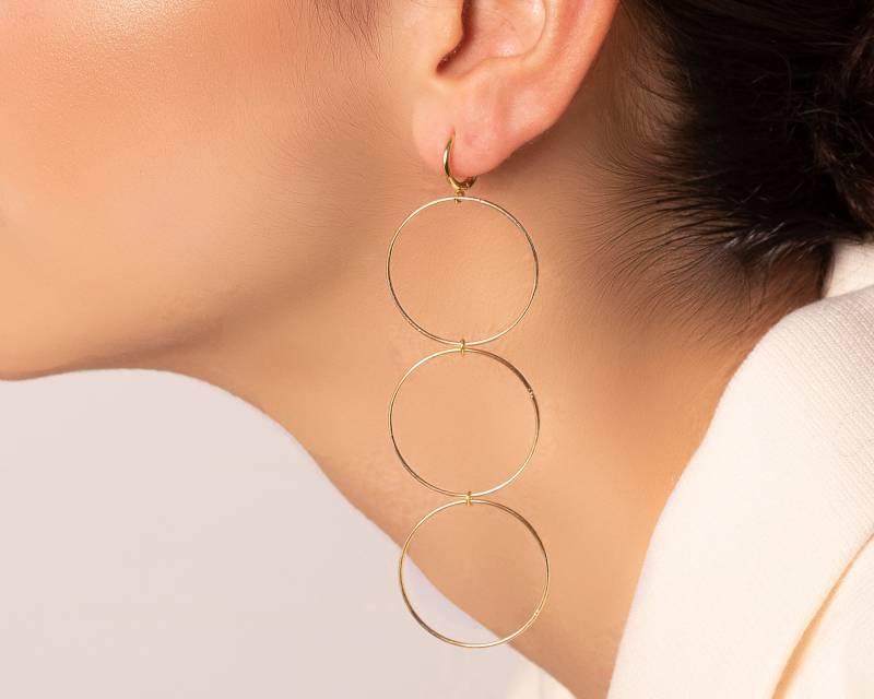 Gold Huggie Ohrringe Sterling Silber Party Creolen von triumjewelry