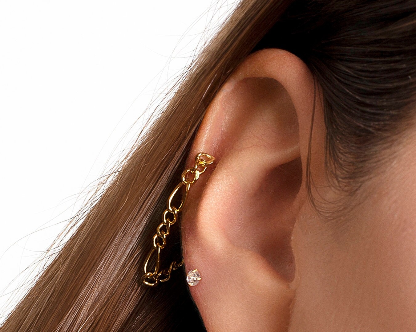 Vergoldete Figaro Kette Ohrjacke Ohrringe Sterling Silber Zierliche Ohrringe von triumjewelry