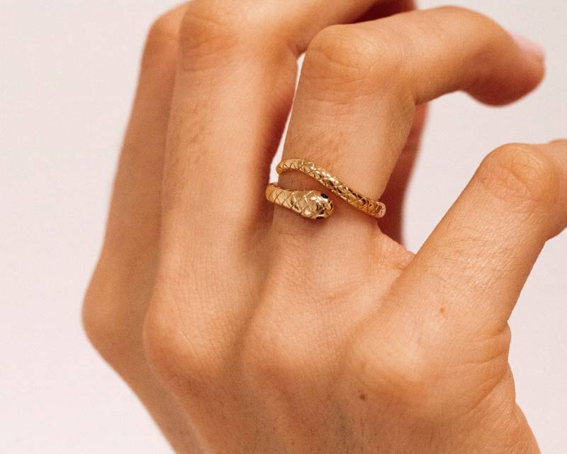 sterling Silber Schlangenring 18K Vergoldete Schlangen Wickelring von triumjewelry