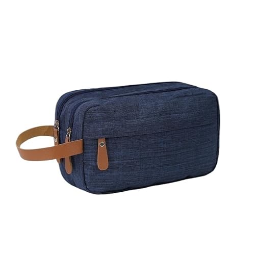 Hochwertige Kulturtasche für Herren, großes Fassungsvermögen, für Geschäftsreisen, tragbare Handtasche, Aufbewahrungstasche, Kosmetiktasche, für Herren (Marineblau) von trmqnaf