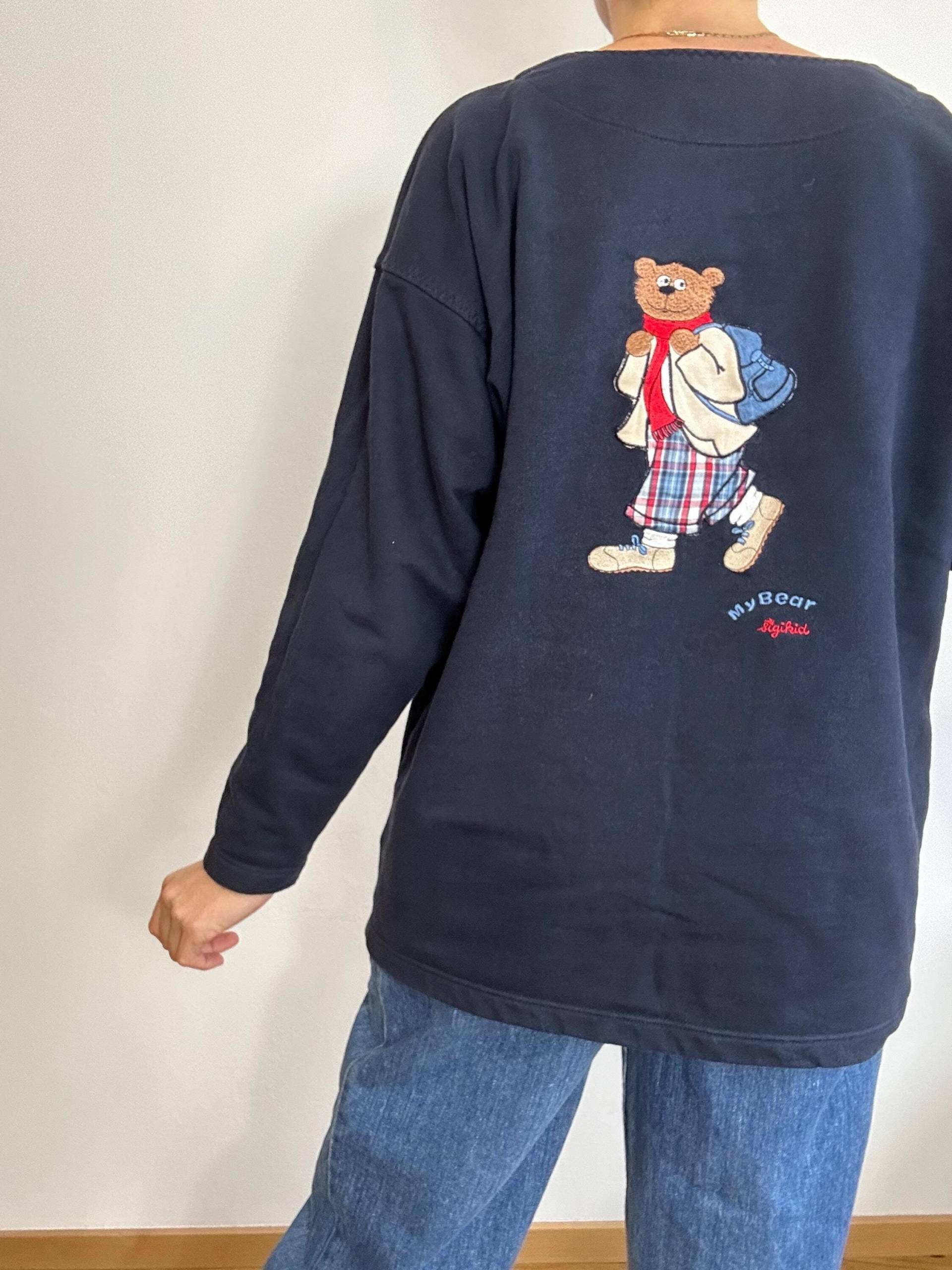 Sigikid Blauer Oversize Vintage Cardigan „My Bear" Mit Wanderbärchen Gr38 von trouvelieblingsteile