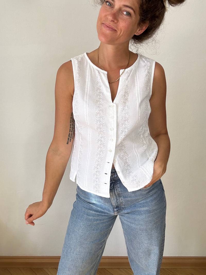 Süße Weiße Trachtenbluse Bluse Tracht Trachten Spitzenbluse Gr40 von trouvelieblingsteile