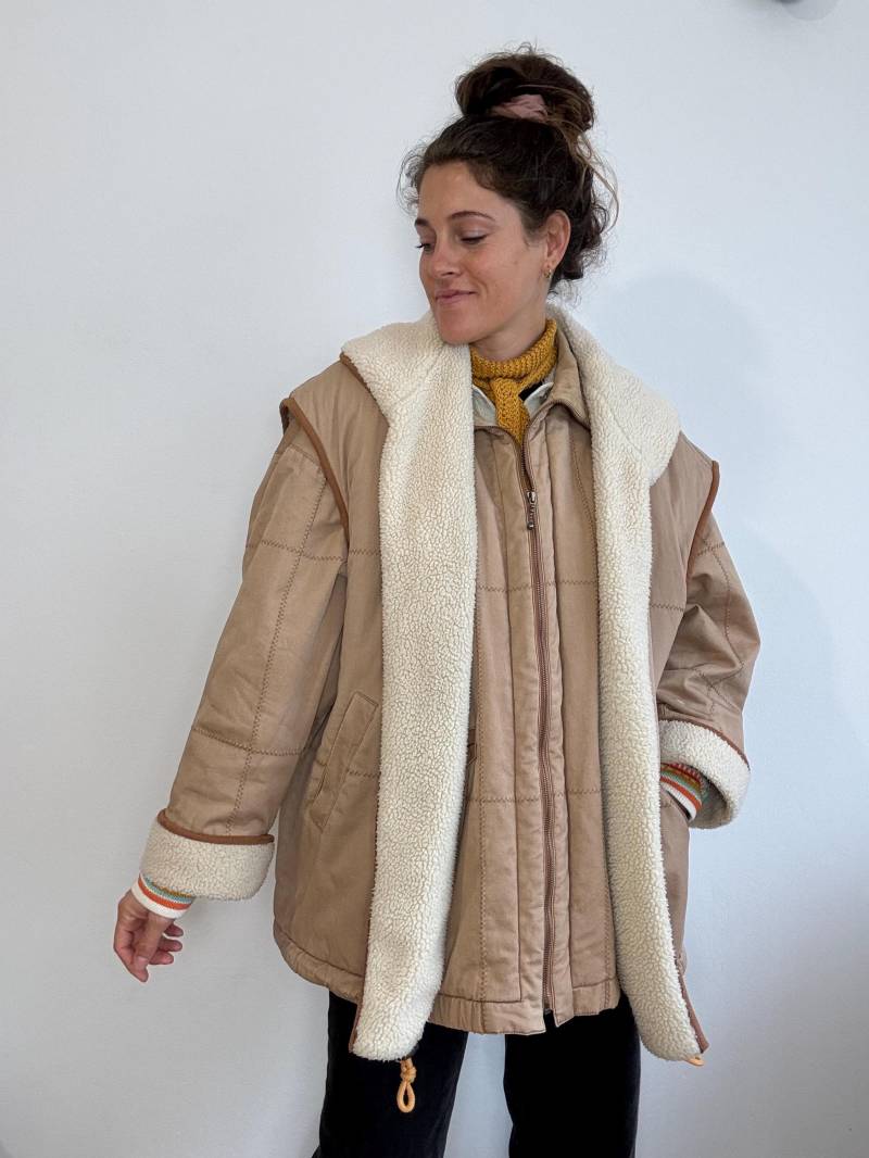 Tolle Vintage Jacke Mit Teddyfutter Kombi Aus Und Weste Gr40 Oversize von trouvelieblingsteile