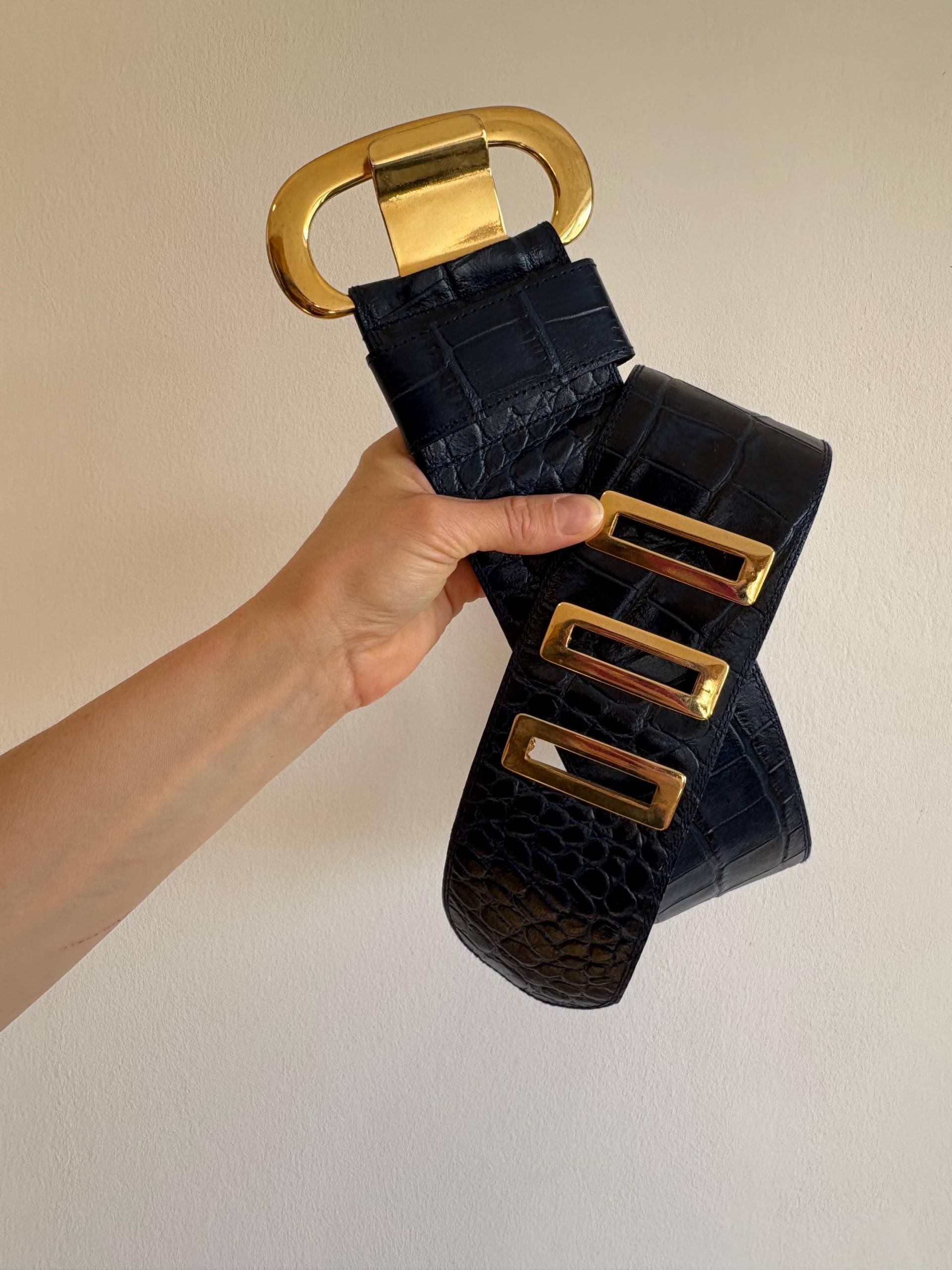 Toller Dunkelblauer Jean Laudes Ledergürtel Länge 85cm von trouvelieblingsteile