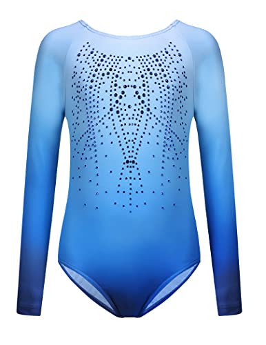 trudge Kinder Turnanzug Gymnastikanzug Mädchen Leotard Langarm Trikot Training Dancewear Gymnastikbody Tanzbekleidung Dunkelblau 165 von trudge