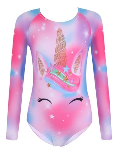 trudge Kinder Turnanzug Gymnastikanzug Mädchen Leotard Langarm Trikot Training Dancewear Gymnastikbody Tanzbekleidung Wettkampf 7-8 Jahre von trudge