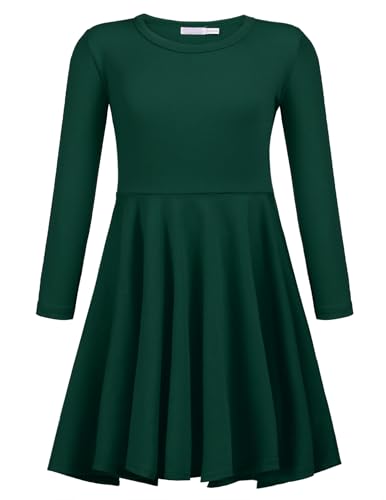 trudge Kleid Mädchen Langarm Festlicheskleid Rundhals Kinderkleid Weihnachtskleid Grün Winterkleid Baumwolle Jerseykleid 110/5-6 Jahre von trudge