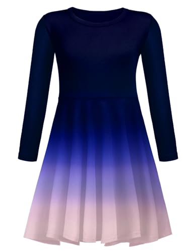 trudge Kleider Mädchen Langarm Baumwolle Freizeitkleid Kinder T Shirt Kleid Herbst Winter A-Linie Mädchen Rundhals Skaterkleider Basic Babymädchen Kleid 150 11-12 Jahre von trudge