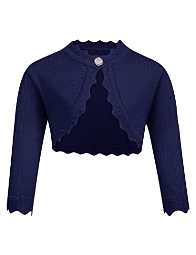 trudge Mädchen Bolero Baumwolle Langarm Front öffnen Strickjacke Oberbekleidung Abend Hochzeit Navy Blau 152/10-11 Jahre von trudge