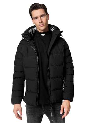 trueprodigy Herren Winterjacke Murphy - Casual Puffer Jacket - Stylische warme gefütterte Steppjacke - Marken Jacke mit Reißverschluss und Kapuze matt Schwarz von trueprodigy