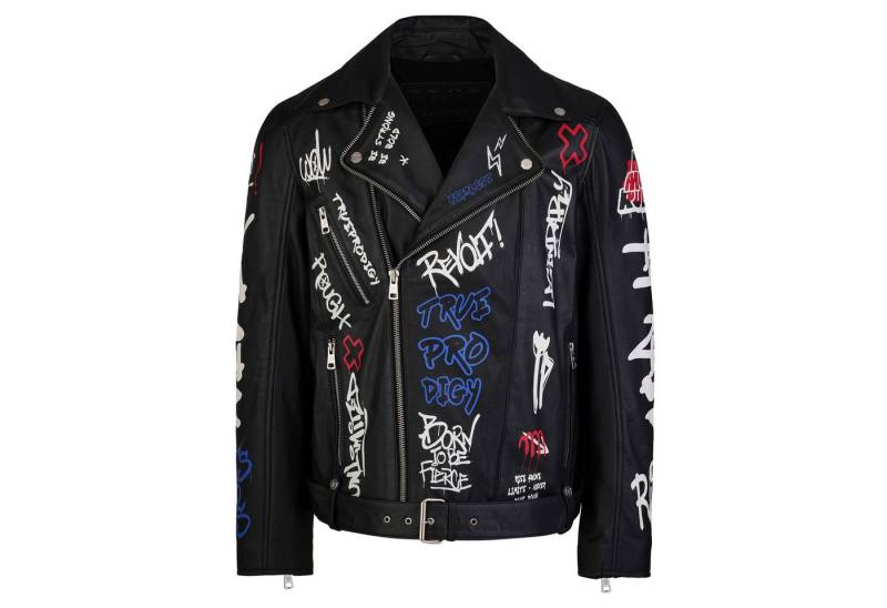 trueprodigy Lederjacke Danis Auffälliger Graffiti Print von trueprodigy