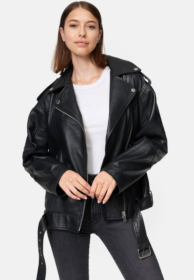 trueprodigy Lederjacke Dua Oversize Bikerjacke mit Reißverschlussdetails von trueprodigy