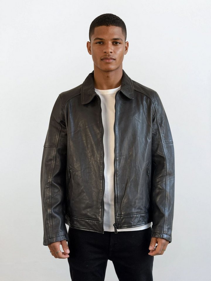 trueprodigy Lederjacke Gael Hemd-Stil mit Eingrifftaschen von trueprodigy