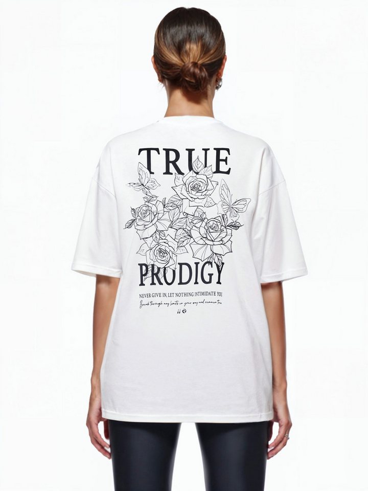 trueprodigy Oversize-Shirt Alex F Logoprint Rundhals dicker Stoff von trueprodigy