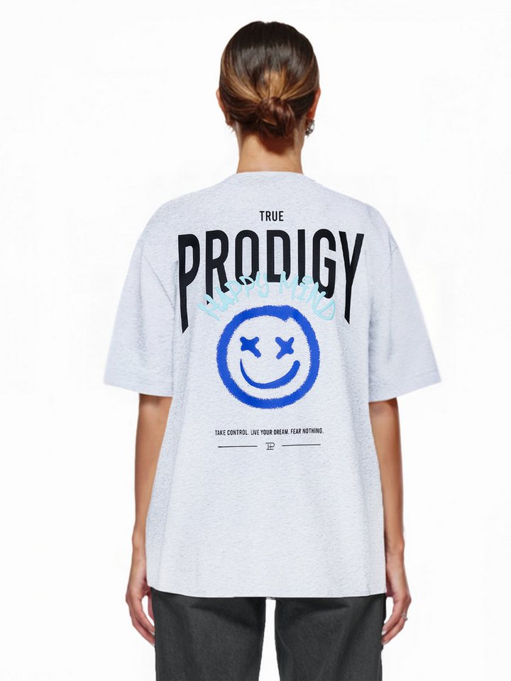 trueprodigy Oversize-Shirt Hajin F Logoprint Rundhals dicker Stoff von trueprodigy
