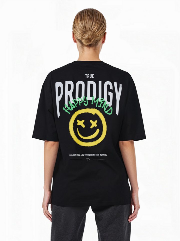 trueprodigy Oversize-Shirt Hajin F Logoprint Rundhals dicker Stoff von trueprodigy