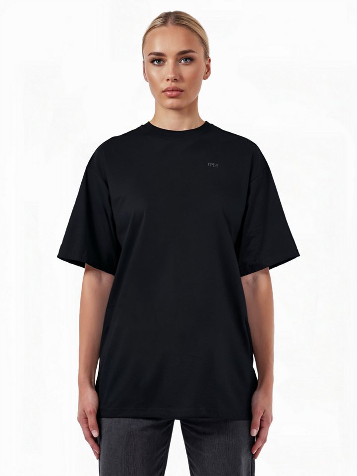 trueprodigy Oversize-Shirt Haram F Logostickerei Rundhals dicker Stoff von trueprodigy