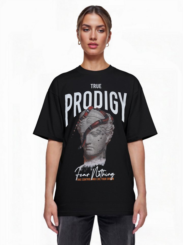 trueprodigy Oversize-Shirt Jamie F Logoprint Rundhals dicker Stoff von trueprodigy