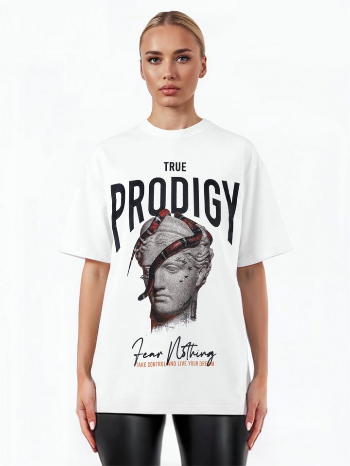 trueprodigy Oversize-Shirt Jamie F Logoprint Rundhals dicker Stoff von trueprodigy