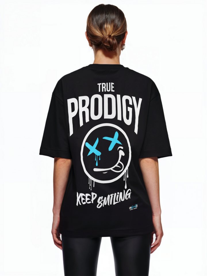 trueprodigy Oversize-Shirt Kenji F Logoprint Rundhals dicker Stoff von trueprodigy