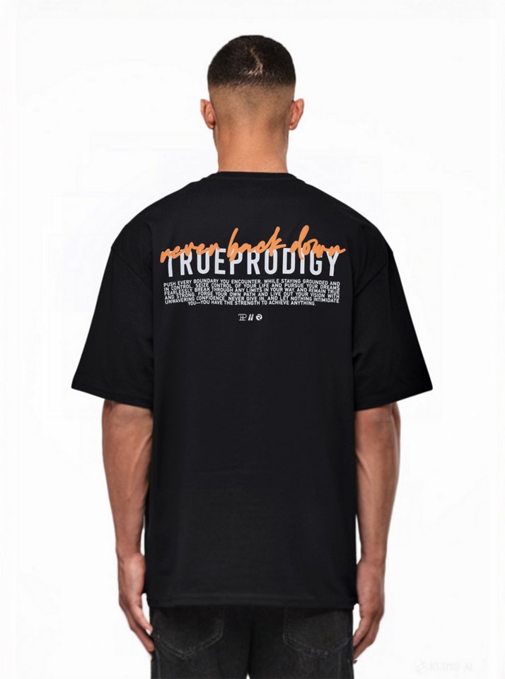 trueprodigy Oversize-Shirt Lior Logoprint Rundhals dicker Stoff von trueprodigy