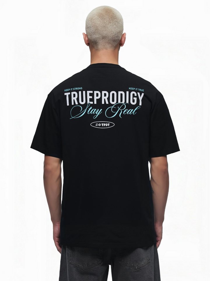 trueprodigy Oversize-Shirt Lou Logoprint Rundhals dicker Stoff von trueprodigy
