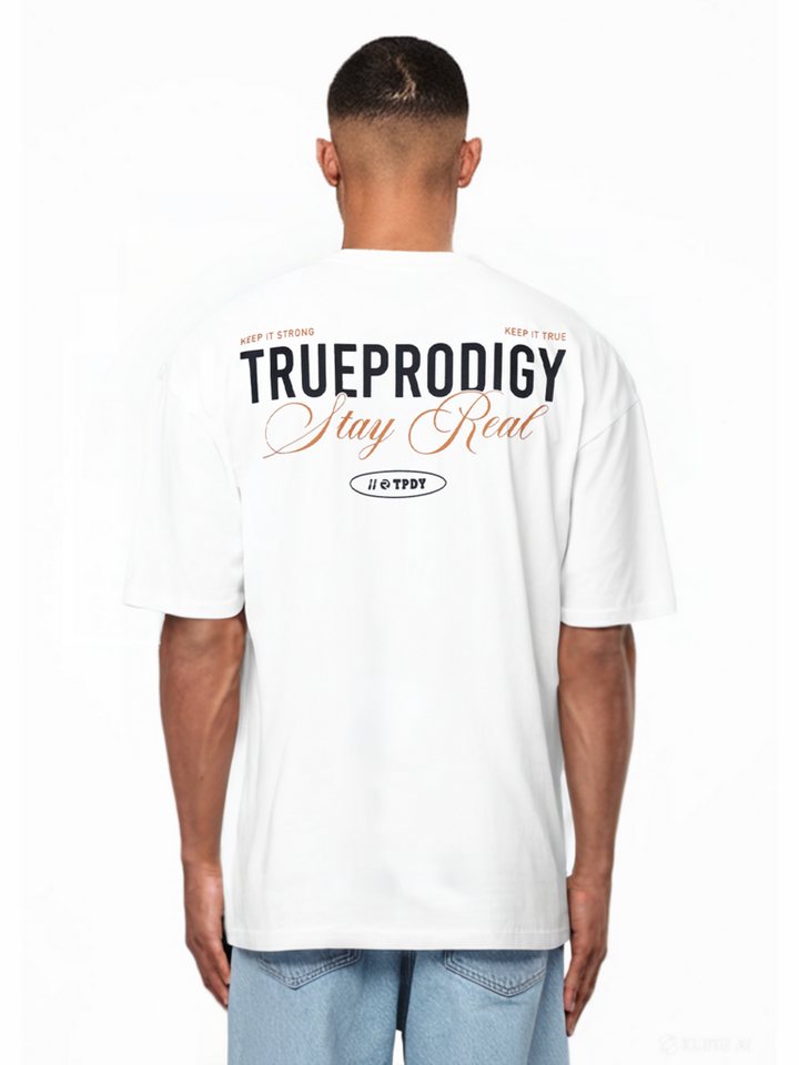 trueprodigy Oversize-Shirt Lou Logoprint Rundhals dicker Stoff von trueprodigy