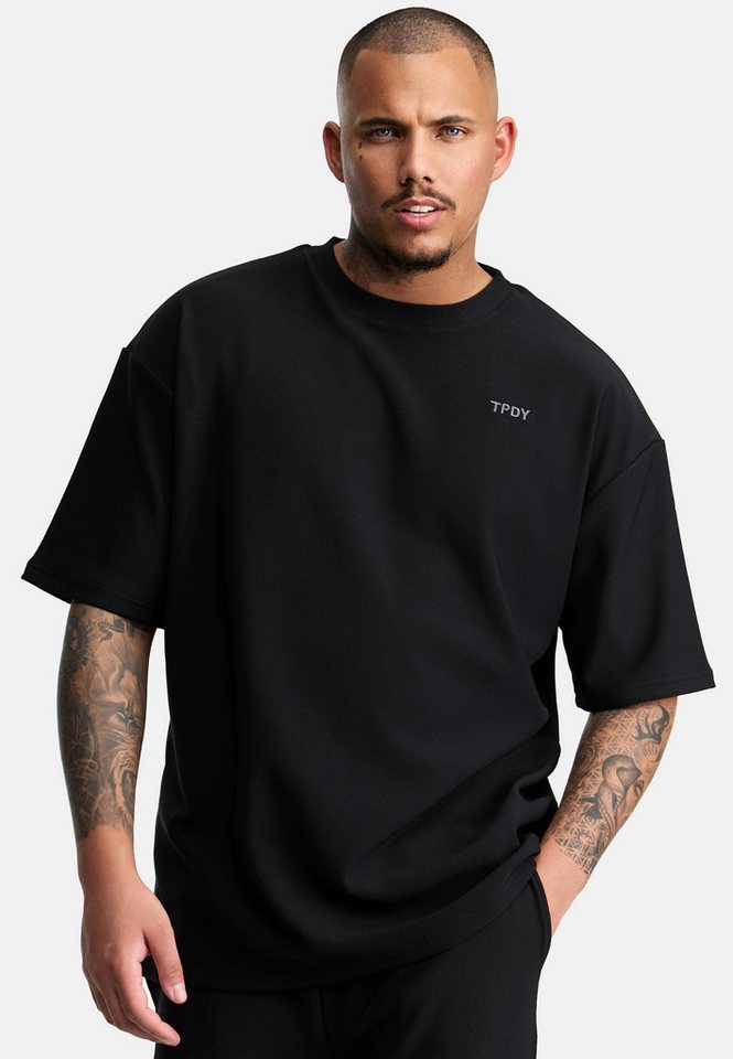 trueprodigy Oversize-Shirt Mateo Logostitching Rundhals Rippstruktur von trueprodigy