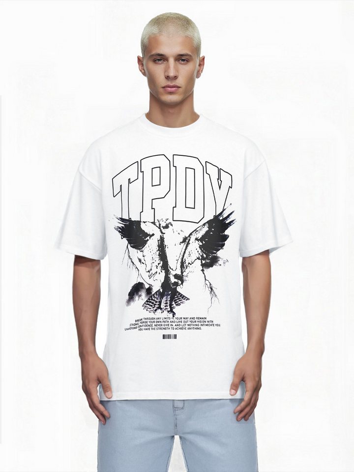 trueprodigy Oversize-Shirt Yuki Logoprint Rundhals dicker Stoff von trueprodigy
