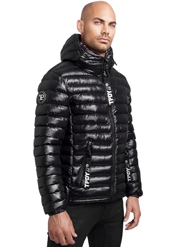 trueprodigy Herren Winterjacke Adan - Casual Puffer Jacket - Stylische warme gefütterte Steppjacke - Marken Jacke mit Reißverschluss und Kapuze glanz Schwarz von trueprodigy