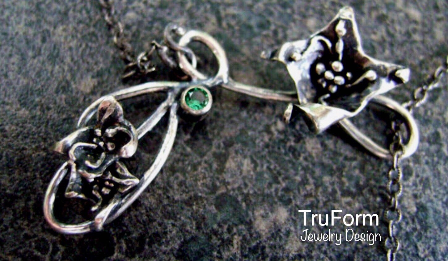 Clematis - Einzigartige Floral Braut Halskette, Hochzeit Geschenk Für Mama, Sterling Schmuck, Blumenschmuck, Wj417 von truformjewelry