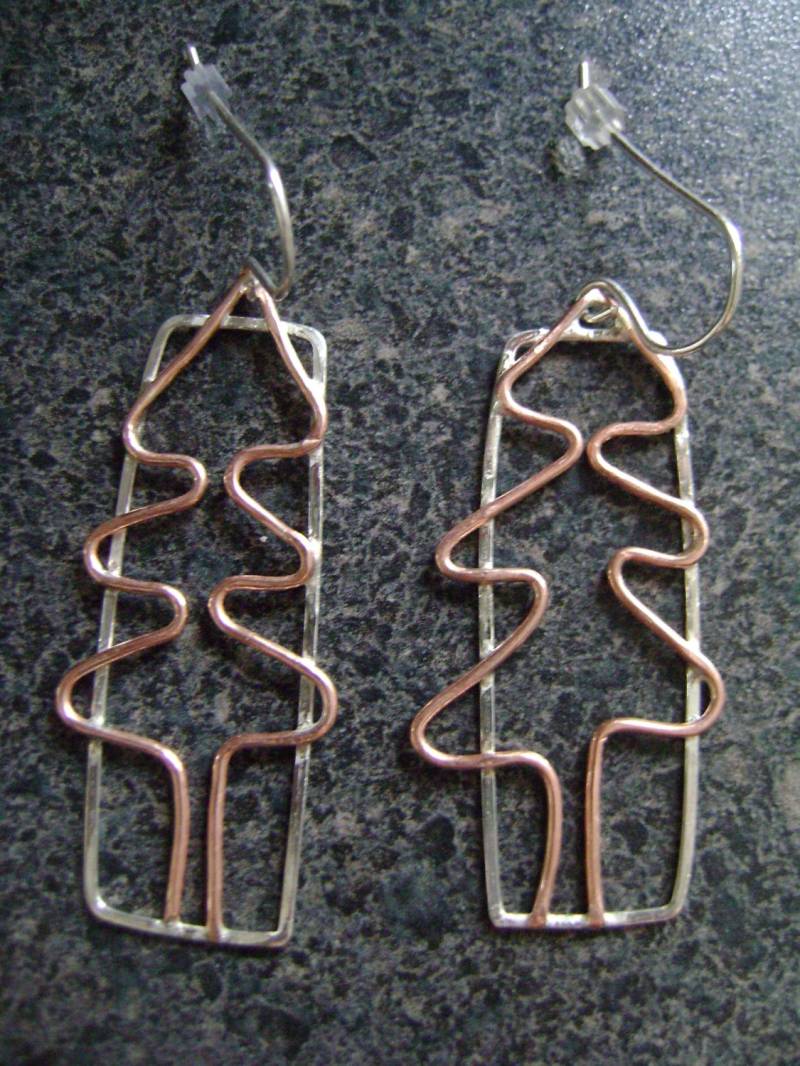 Tree Ohrringe - Schmuck, Silber Und Kupfer Ohrringe, Große Baum Wald Im Freien Gemischte Metallschmuck, Pt83 von truformjewelry