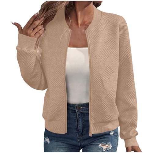 Bomberjacke Damen Kurze Blouson Jacke Casual Pilotenjacke Leichte Sommerjacke Langarm Fliegerjacke Outwear Zip Up Solid Outdoorjacke Elegant Übergangsjacke Frühling Sweatjacke Herbst Coat Bomberjacke Damen Kurze Blouson Jacke Casual Pilotenjacke Leichte Sommerjacke Langarm Fliegerjacke Outwear Zip Up Solid Outdoorjacke Elegant Übergangsjacke Frühling Sweatjacke Herbst Coat von tsaChick