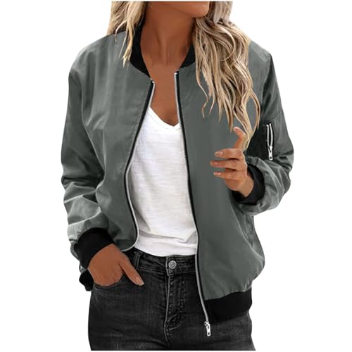 Bomberjacke Damen Leichte Sommerjacke Regenjacke Damen Wasserdicht Kurze Blouson Jacke Casual Pilotenjacke Langarm übergangsjacke Outwear Zip Up Solid Jacke Frühling Sweatjacke Coat Bomberjacke Damen Leichte Sommerjacke Regenjacke Damen Wasserdicht Kurze Blouson Jacke Casual Pilotenjacke Langarm übergangsjacke Outwear Zip Up Solid Jacke Frühling Sweatjacke Coat von tsaChick