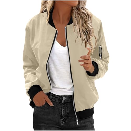 Bomberjacke Damen Leichte Sommerjacke Regenjacke Damen Wasserdicht Kurze Blouson Jacke Casual Pilotenjacke Langarm übergangsjacke Outwear Zip Up Solid Jacke Frühling Sweatjacke Coat Bomberjacke Damen Leichte Sommerjacke Regenjacke Damen Wasserdicht Kurze Blouson Jacke Casual Pilotenjacke Langarm übergangsjacke Outwear Zip Up Solid Jacke Frühling Sweatjacke Coat von tsaChick
