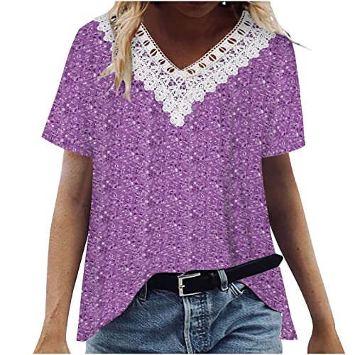 Damen Blusen Kurzarm Sommer Einfarbig Blusen & Tuniken Für Damen Große Größen V-Ausschnitt Damen Shirt Pink Lässig Oberteile Damen Sommer Locker Mode Tops Damen Schwarz Täglich Teenager Mädchen von tsaChick