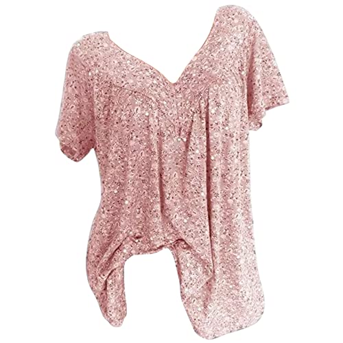 Damen Blusen Kurzarm Sommer Einfarbig Blusen & Tuniken Für Damen Große Größen V-Ausschnitt Damen Shirt Pink Lässig Oberteile Damen Sommer Locker Mode Tops Damen Schwarz Täglich Teenager Mädchen von tsaChick