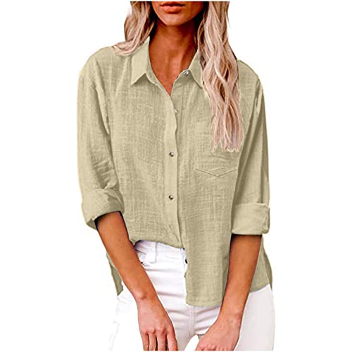 Damen Casual V-Ausschnitt Tops Kordelzug Kurzarm T-Shirt Blusen Beige 113 L 38 von tsaChick