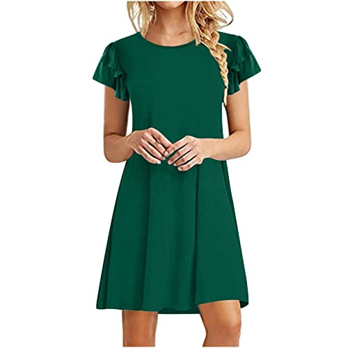 Damen Sommerkleid KurzäRm Minikleid Rundhalsausschnitt Bedrucktes Strandkleid Frezeitkleid A-Linie Kleid Knielang Einfarbig Blumendruck Gestreiftes Kleid VerfüGbar Frauen MäDchen Umstandskleider von tsaChick