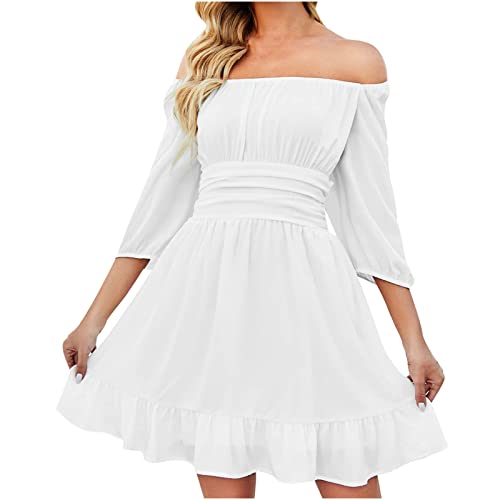 Damen Sommerkleid Lang Solide Enges A-Linien Kleid Halbe äRmel Quadratischer Hals Einfarbiges Minikleid Tragbares LangäRmeliges Off The Shoulder Midikleid Frauen MäDchen Umstandskleider Damen Sommerkleid Lang Solide Enges A-Linien Kleid Halbe äRmel Quadratischer Hals Einfarbiges Minikleid Tragbares LangäRmeliges Off The Shoulder Midikleid Frauen MäDchen Umstandskleider von tsaChick