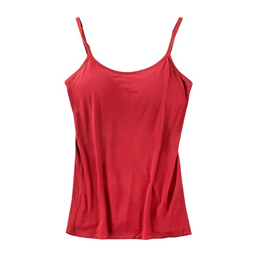 Damen Top Mit Unterhemd BH-Hemd Basic Tank Tops U-Ausschnitt Oberteile Bequeme Frauen Shirt Lang Sommer Shirts Top von tsaChick