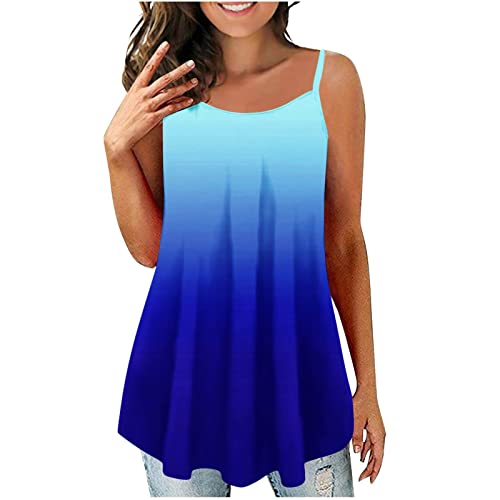 Damen Tshirt Sommer Camisole Oberteil Weste ErhäLtlich In M-4XL äRmelloses Farbverlauf Strandtop Spaghetti TräGer Rundhalsausschnitt Gradient Tank-Top Bluse 2023 FüR Teenager MäDchen von tsaChick