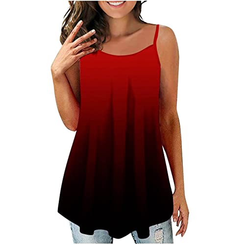 Damen Tshirt Sommer Camisole Oberteil Weste ErhäLtlich In M-4XL äRmelloses Farbverlauf Strandtop Spaghetti TräGer Rundhalsausschnitt Gradient Tank-Top Bluse 2023 FüR Teenager MäDchen von tsaChick