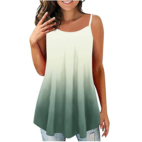 Damen Tshirt Sommer Camisole Oberteil Weste ErhäLtlich In M-4XL äRmelloses Farbverlauf Strandtop Spaghetti TräGer Rundhalsausschnitt Gradient Tank-Top Bluse 2023 FüR Teenager MäDchen von tsaChick