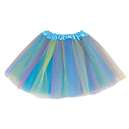 Kind Mädchen Regenbogen Tüllrock Rüschen Gummibund Retro Tutu Mini Kurz Rock Pink 24Monat -8 Jahre alt (Blue) von tsaChick