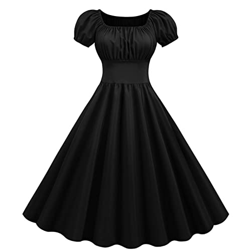 Lolita Dress Kniehohes Kleid mit kurzen Ärmeln und eckigem Ausschnitt modisch lässig solide knielanges Kleid mit eckigem Ausschnitt und kurzen Ärmeln &bto2227 von tsaChick