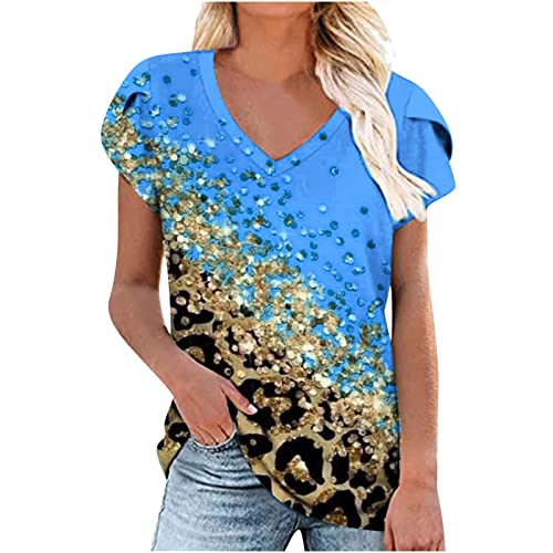 Shirt Damen Kurzarm Rüschenärmel Einfarbig Bluse Damen Elegant V-Ausschnitt Damen Shirt Ärmellos Moderne Damen Oberteile Sommer Tops Leichtgewichtig Tops Damen Sexy Sommer Sweatshirt Frauen Y2K Top von tsaChick